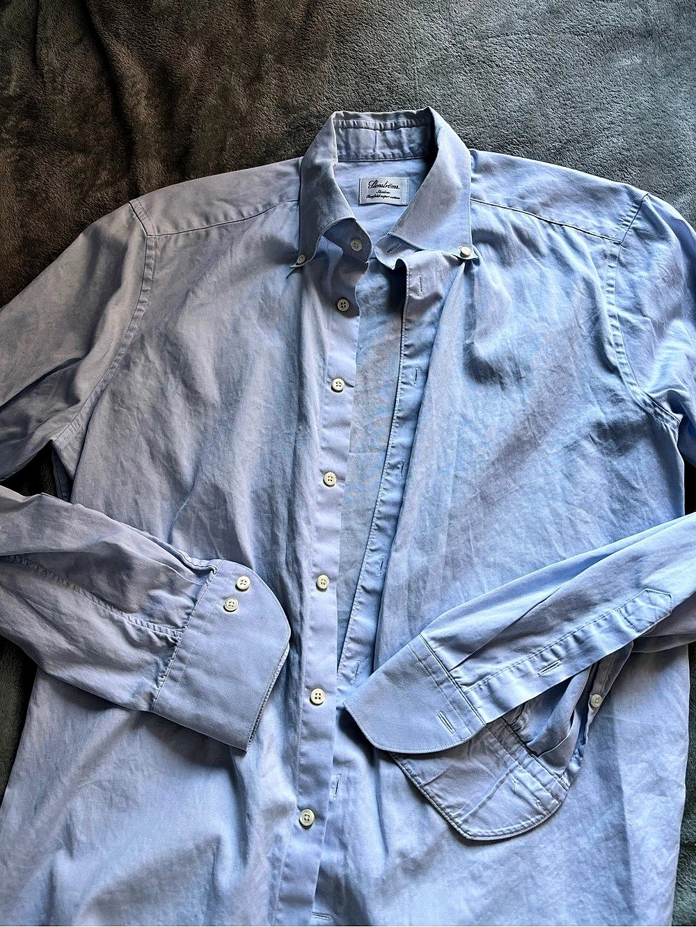 Stenstrom’s Long-Sleeved Organic Cotton Shirt Organic Cotton Button Down Blue Si